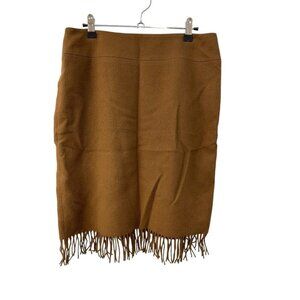 Jones New York 100% Wool Fringe Skirt Brown Size 10 Petite Western